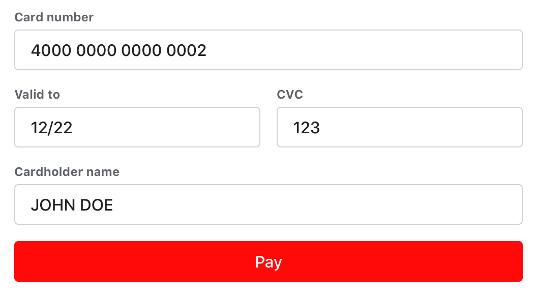 Payment form widget